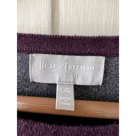 Hickey Freeman cotton cashmere crewneck sweater eggplant L - Picture 5 of 6